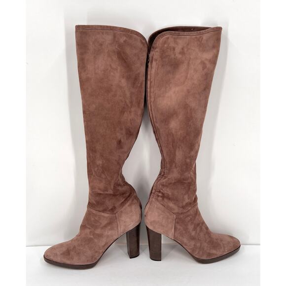 LORO PIANA Suede Knee High Boots Womens 39 Light Brown Sharmaine Cashmere Lined - Picture 7 of 16